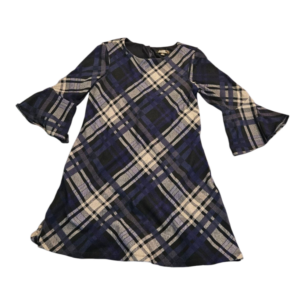 La Nouvelle Renaissance Small Blue Plaid Long Sleeve Mini Dress